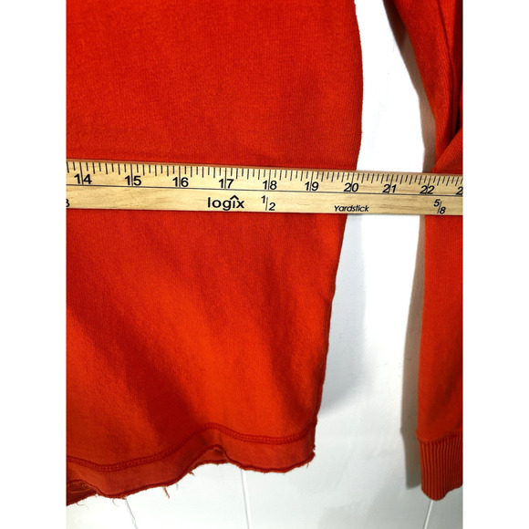Abercrombie & Fitch Y2K Muscle Sweatshirt Orange V Neck Moose Logo Raw Hem Large - Picture 4 of 11
